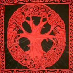 Bewild Red Tie Dye Celtic Tree Tapestry