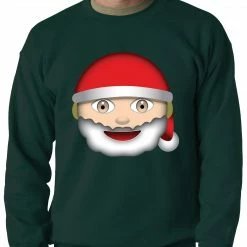 Bewild Holiday Prints Santa Emoji Adult Crewneck