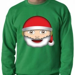 Bewild Holiday Prints Santa Emoji Adult Crewneck
