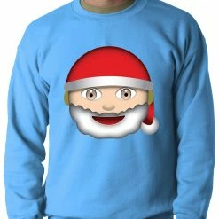 Bewild Holiday Prints Santa Emoji Adult Crewneck