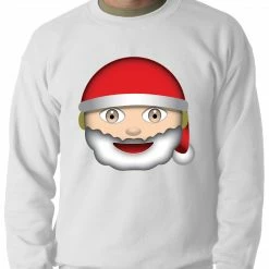 Bewild Holiday Prints Santa Emoji Adult Crewneck
