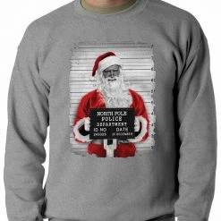 Bewild Santa Mug Shot Funny Adult Crewneck Holiday Prints