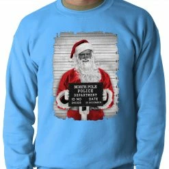 Bewild Santa Mug Shot Funny Adult Crewneck Holiday Prints