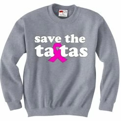 Bewild Positive Reinforcement Save The Ta Tas Breast Cancer Awareness Adult Crewneck