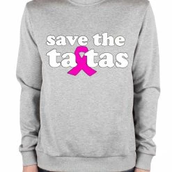 Bewild Positive Reinforcement Save The Ta Tas Breast Cancer Awareness Adult Crewneck