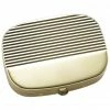 Bewild Shiny Gold Ribbed Cover With 3 Compartment Pill Box & Mirror Pill Cases