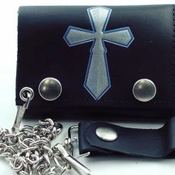 Bewild Wallets & Chains Silver Cross Genuine Leather Chain Wallet