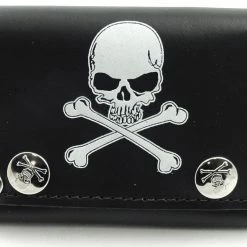 Bewild Skull & Cross Bones Genuine Leather Wallet Wallets & Chains