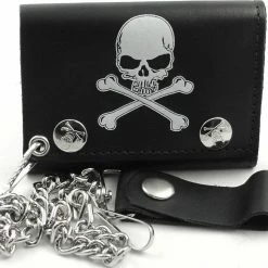 Bewild Skull & Cross Bones Genuine Leather Wallet Wallets & Chains