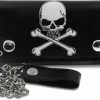 Bewild Skull & Crossbones 6 Inch Biker Leather Chain Wallet