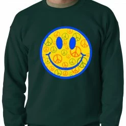 Bewild Cool Funny & Offensive Smiley Face Peace Signs All Over Crewneck Sweatshirt