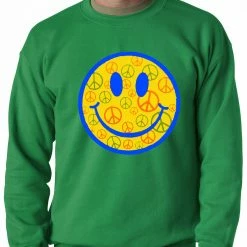 Bewild Cool Funny & Offensive Smiley Face Peace Signs All Over Crewneck Sweatshirt