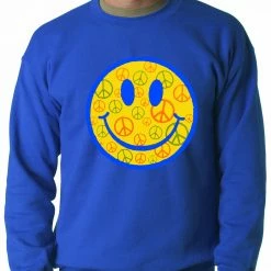 Bewild Cool Funny & Offensive Smiley Face Peace Signs All Over Crewneck Sweatshirt