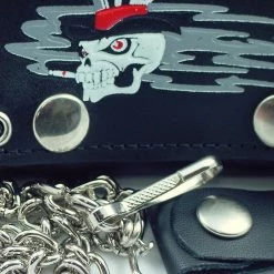 Bewild Smokin' Ace Skull Genuine Leather Chain Wallet Wallets & Chains
