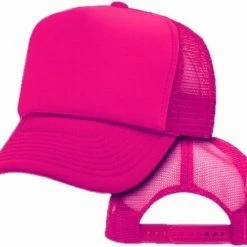 Bewild Brimmed Hats Solid Neon Pink Trucker Hat