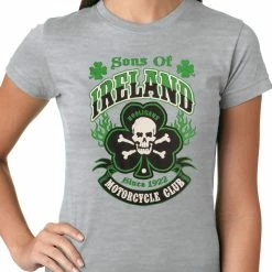 Bewild Sons Of Ireland Shamrock Skull Biker Girls T-shirt 16 Bewild Sons Of Ireland Shamrock Skull Biker Girls T-shirt