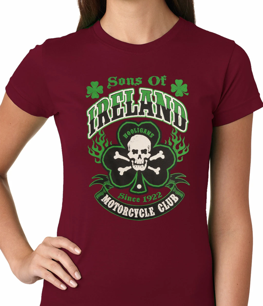 Bewild Sons Of Ireland Shamrock Skull Biker Girls T-shirt 9 Bewild Sons Of Ireland Shamrock Skull Biker Girls T-shirt