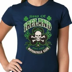 Bewild Sons Of Ireland Shamrock Skull Biker Girls T-shirt 20 Bewild Sons Of Ireland Shamrock Skull Biker Girls T-shirt