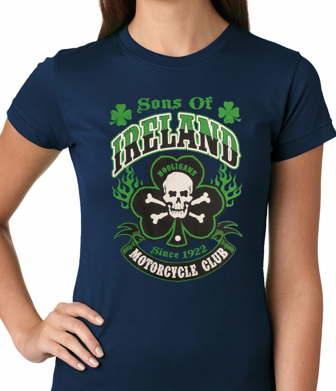 Bewild Sons Of Ireland Shamrock Skull Biker Girls T-shirt 10 Bewild Sons Of Ireland Shamrock Skull Biker Girls T-shirt