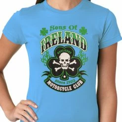 Bewild Sons Of Ireland Shamrock Skull Biker Girls T-shirt 18 Bewild Sons Of Ireland Shamrock Skull Biker Girls T-shirt