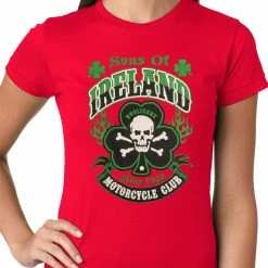 Bewild Sons Of Ireland Shamrock Skull Biker Girls T-shirt 22 Bewild Sons Of Ireland Shamrock Skull Biker Girls T-shirt