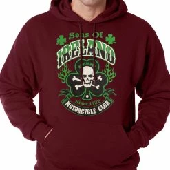 Bewild Sons Of Ireland Shamrock Skull Biker Hoodie