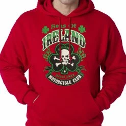 Bewild Sons Of Ireland Shamrock Skull Biker Hoodie