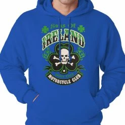Bewild Sons Of Ireland Shamrock Skull Biker Hoodie
