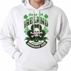 Bewild Sons Of Ireland Shamrock Skull Biker Hoodie
