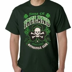 Bewild Sons Of Ireland Shamrock Skull Biker Mens T-shirt Men's T-Shirts