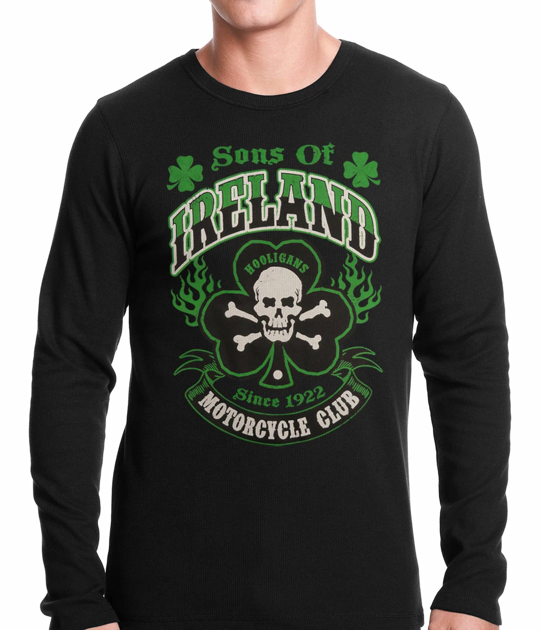 Bewild Sons Of Ireland Shamrock Skull Biker Thermal Shirt 4 Bewild Sons Of Ireland Shamrock Skull Biker Thermal Shirt