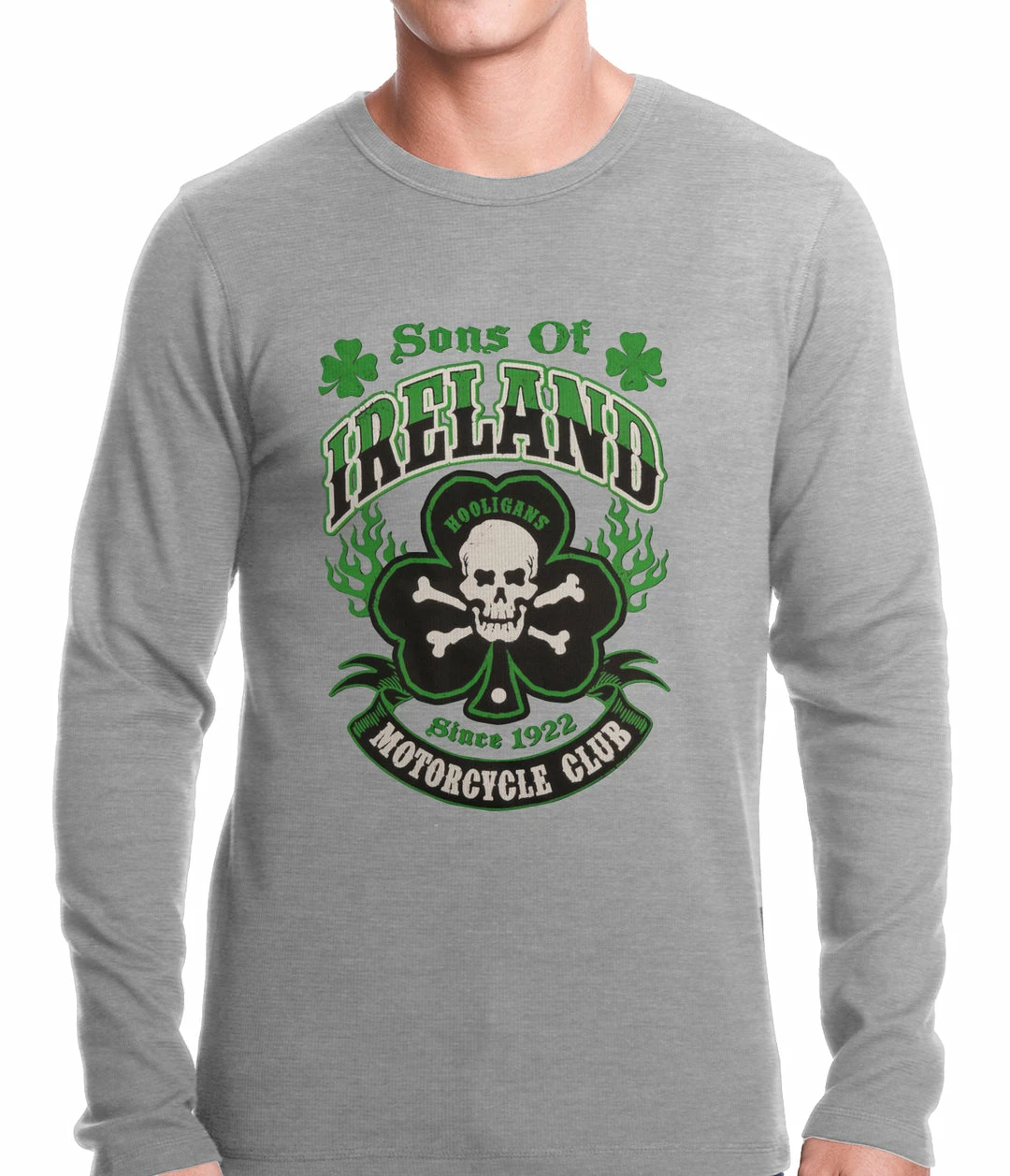 Bewild Sons Of Ireland Shamrock Skull Biker Thermal Shirt 5 Bewild Sons Of Ireland Shamrock Skull Biker Thermal Shirt