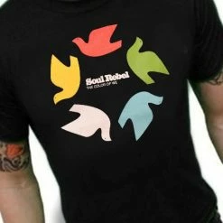 Bewild Soul Rebel Dove Wheel T-Shirt (Black, XL)