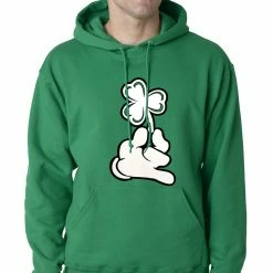 Bewild Unisex Sweatshirts & Long Sleeve St. Patrick's Day Cartoon Hand Holding Shamrock Adult Hoodie