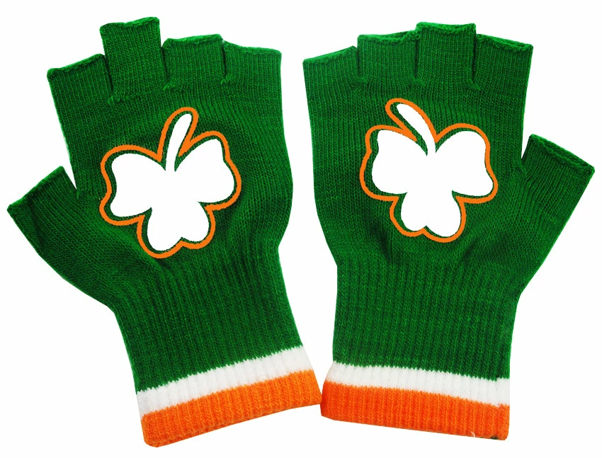 Bewild St. Patrick's Day Fingerless Shamrock Gloves (Pair) Accessories 4 Bewild St. Patrick's Day Fingerless Shamrock Gloves (Pair) Accessories