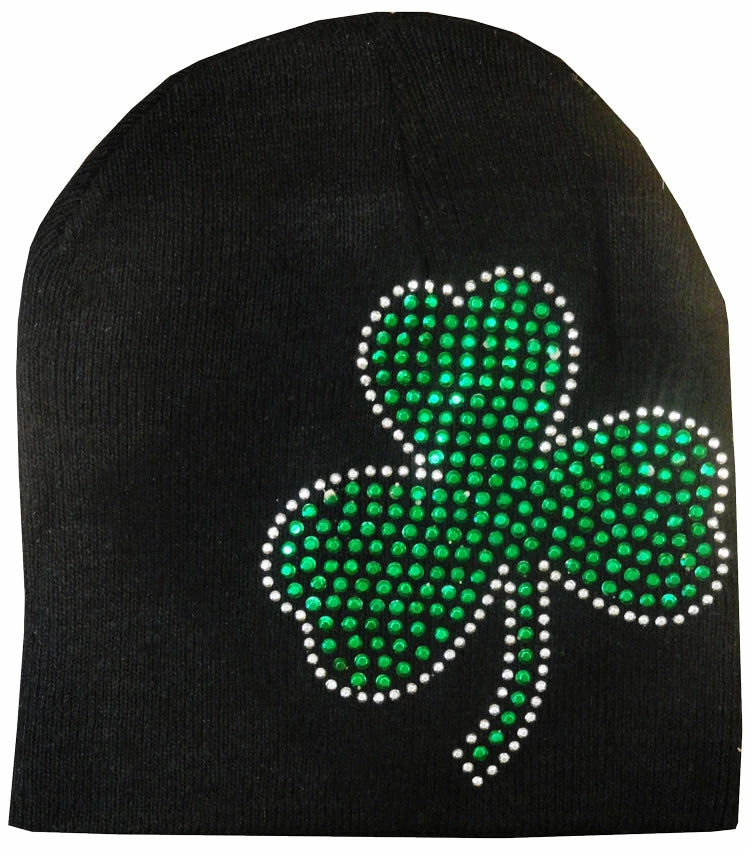 Bewild St. Patrick's Day Rhinestone Shamrock Beanie Beanies & Headspins 4 Bewild St. Patrick's Day Rhinestone Shamrock Beanie Beanies & Headspins