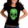 Bewild Women's T-Shirts St. Patrick's Day Shamrock Sugar Skull Girl's T-Shirt