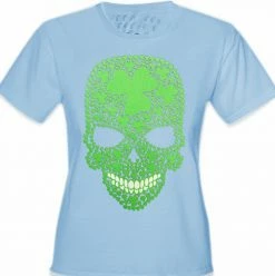 Bewild Women's T-Shirts St. Patrick's Day Shamrock Sugar Skull Girl's T-Shirt