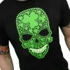 Bewild St. Patrick's Day Shamrock Sugar Skull Men's T-Shirt