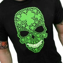 Bewild St. Patrick's Day Shamrock Sugar Skull Men's T-Shirt