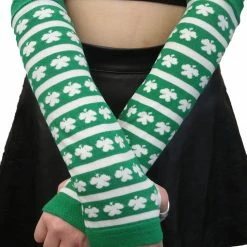 Bewild St. Patrick's Day (STRIPES & SHAMROCKS) Pair Of Arm Warmers
