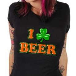 Bewild St. Patrick's Day Tees - I Love Beer Shamrock Girls T-Shirt