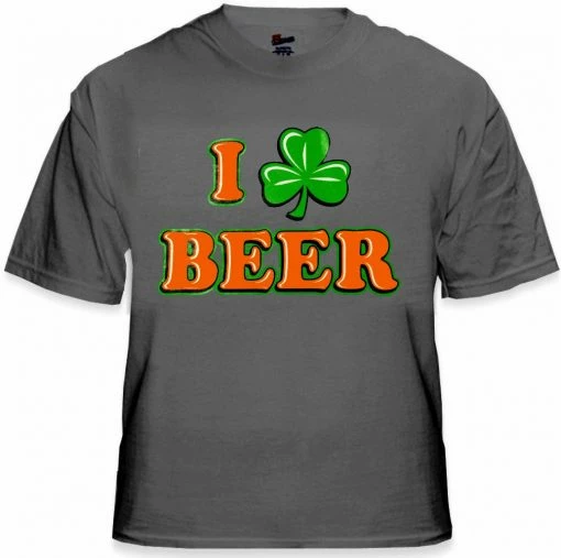 Bewild Men's T-Shirts St. Patrick's Day Tees - I Love Beer Shamrock T-Shirt