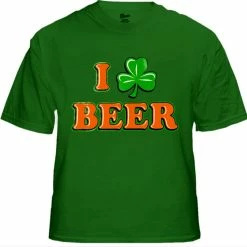 Bewild Men's T-Shirts St. Patrick's Day Tees - I Love Beer Shamrock T-Shirt