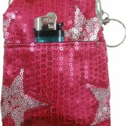 Bewild Star Studded Sequin Cigarette Purse With Lighter Holder