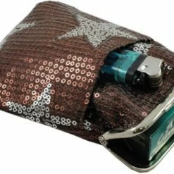 Bewild Star Studded Sequin Cigarette Purse With Lighter Holder