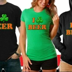 Bewild Men's T-Shirts St. Patrick's Day Tees - I Love Beer Shamrock T-Shirt