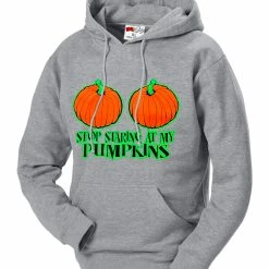 Bewild Halloween Shirt - Stop Staring At My Pumpkins Adult Hoodie