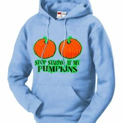 Bewild Halloween Shirt - Stop Staring At My Pumpkins Adult Hoodie