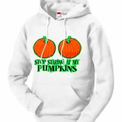 Bewild Halloween Shirt - Stop Staring At My Pumpkins Adult Hoodie